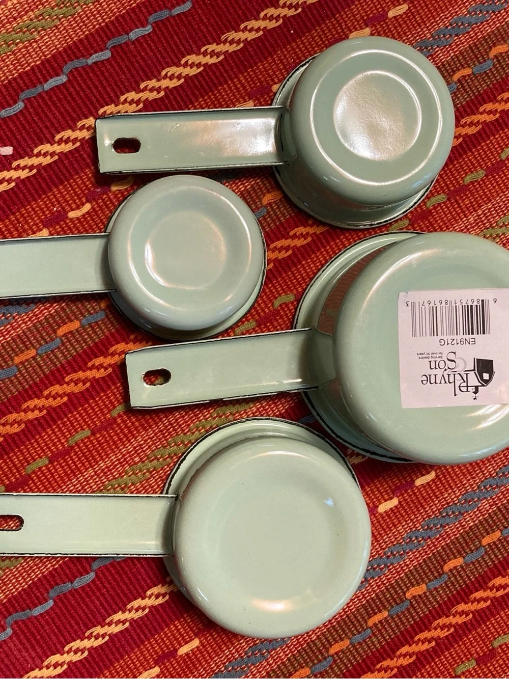 Enamelware Measuring Cups, Set 4 Green NWT